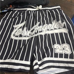 Los Angeles Striped Black and White Men's Shorts